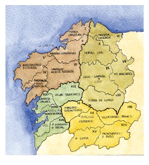 Situacin de los distritos forestales de Galicia