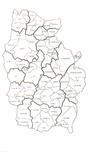 Mapa de zonas considerada en la provincia de Lugo